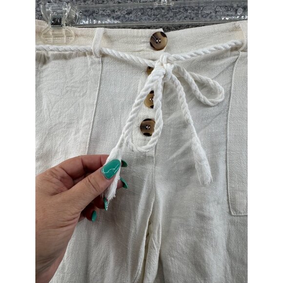 Urban Romantics Linen Capri Pants With Fringe Hem & Rope Tie Waist Size Medium - Picture 5 of 9